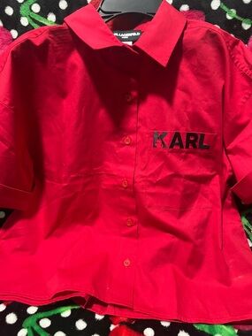 Karl Lagerfeld Kids Red Button-Up Shirt